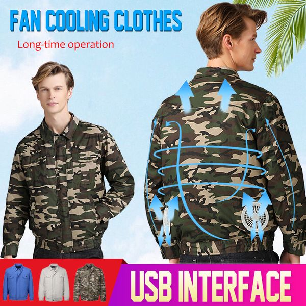 

2019 air conditioning jacket usb cooling conditioned fan jackets for high temperature outdoor working fishing smart clothes, Blue;black