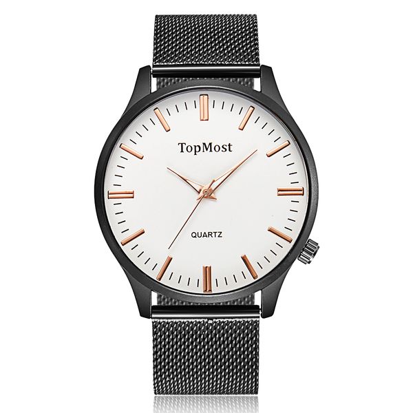 

simple mens watches minimalist dial quartz wristwatch ultra-thin stainless steel mesh band watch business sports male clock relo, Slivery;brown