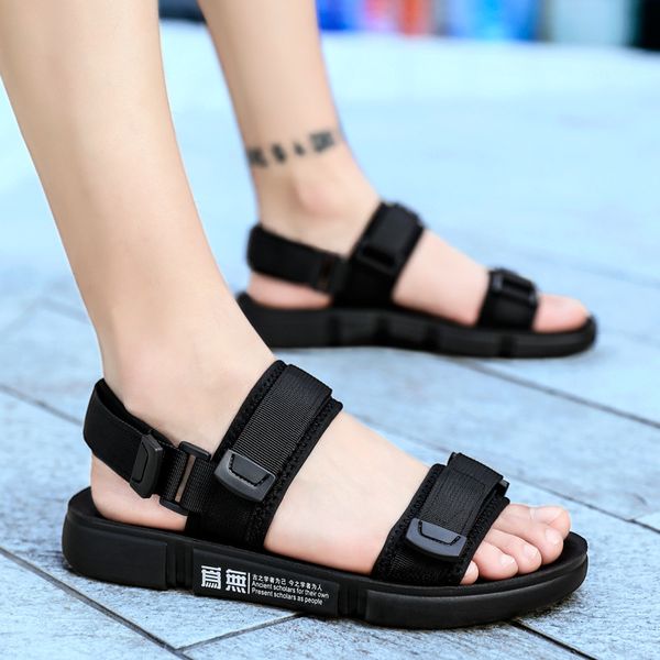 

2019 summer new style sports sandals men korean-style trend sandals students peep-toe casual street snap, Black