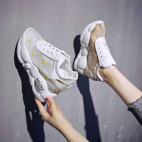

shallow mouth increas height shoes all-match round toe female footwear platform 2020 fashion women's casual sneaker new, Black