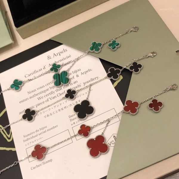 

bracelet clover bracelet jewelry five flowers au750 women wedding jewelry length 19cm1, Golden;silver