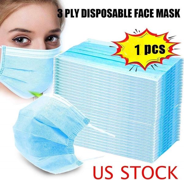 

disposable face mask non woven three layers dustproof face mask anti-dust waterproof breathable 7339044 dhl 7390934