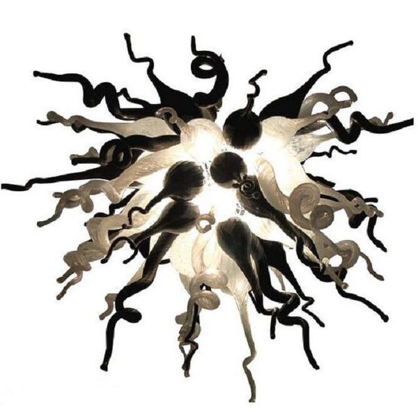 

new trending small white and black glass chandelier led bulbs modern art style 100% hand blown glass pendant lighting lamps