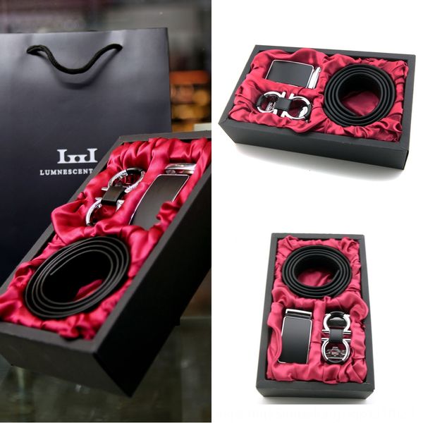 

layer business gift set genuine layer cowhide business leather gift cowhide belt set genuine leather belt, Black;brown