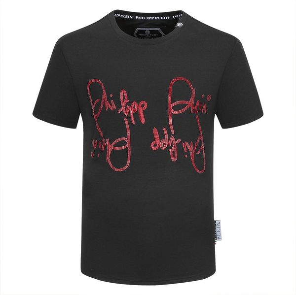 

new mens designer t shirt luxury paris fashion tshirts summer punk rhinestone t-shirt male 100% cotton hip hop tee, White