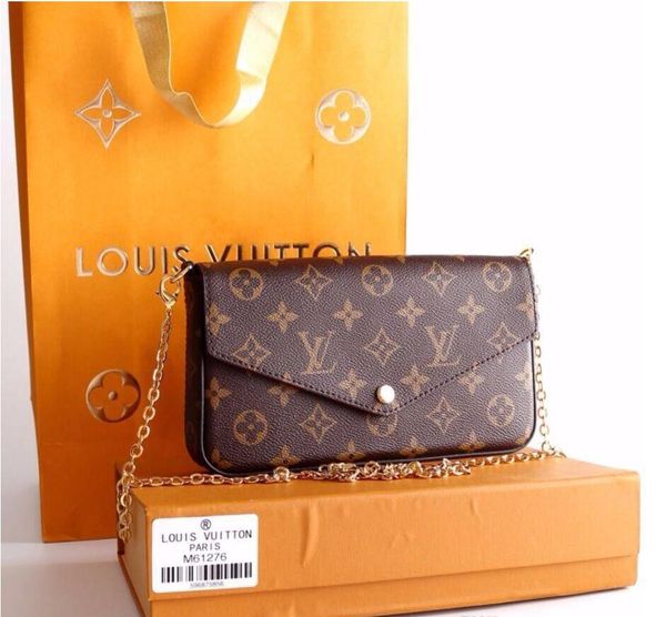 

2020 новых женщины сумки цепи сумка из трех частей сумки цветка сумки дамы ПВХ кожи плеча классического бумажника карта держатель кошелек сумка