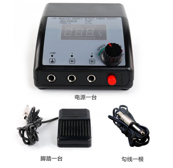

2019 professional lcd display double output digital tattoo power supply for tattoo machine speed + pedal + hook