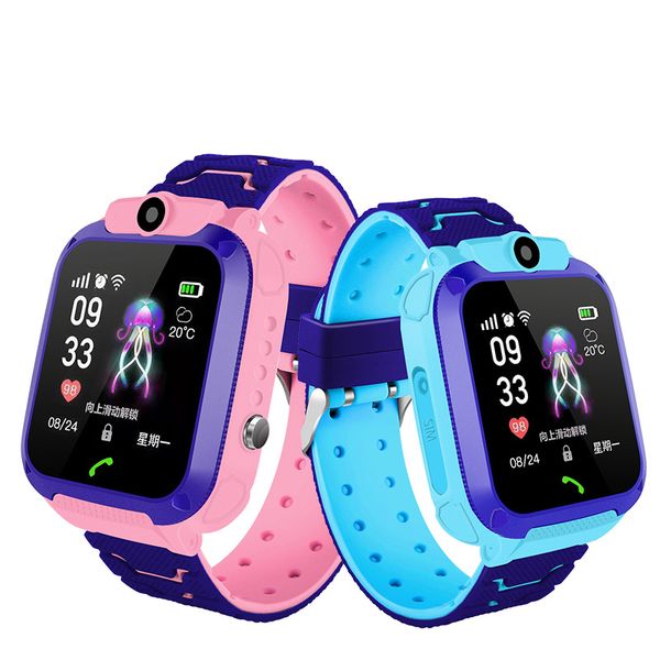 

waterproof children watch telephone smart phone game intelligent positioning english language multifunction student kids watches, Blue