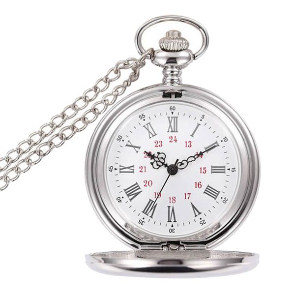 

retro quartz pocket watch round chain roman numerals gifts portable for women men @m23, Slivery;golden