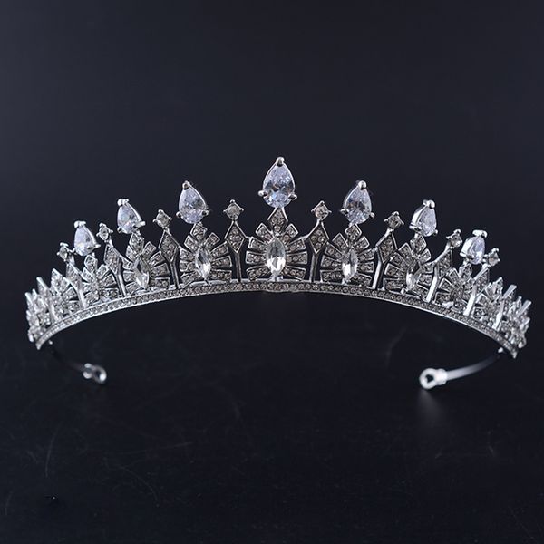 

silver clear crystal cubic zircon bridal tiara crown rhinestone pageant prom crown wedding hair accessories bride headband hg420, Golden;white