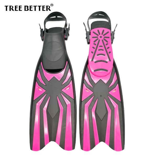 

tree better swimming fins for women open heel long diving fins professional frog shoes diver foot flipper snorkeling rose red