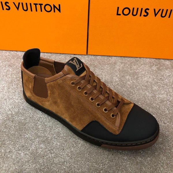 

new leather big-name men's shoes casual fashion luxury trend lace-up low-sneakers korean wild shoes, Black