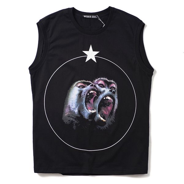 

mens summer sleeveless t-shirt designer monkey circle star vest tee cotton black color size s m lxl 2xl, White;black