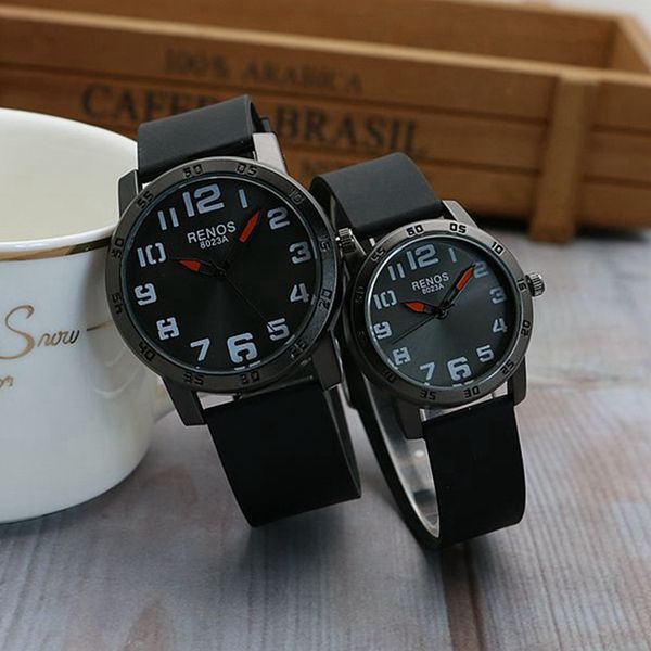 

fashion new men women quartz watches large dial silicone band couples quartz wristwatch waterproof lovers' watch reloj de pareja, Slivery;brown