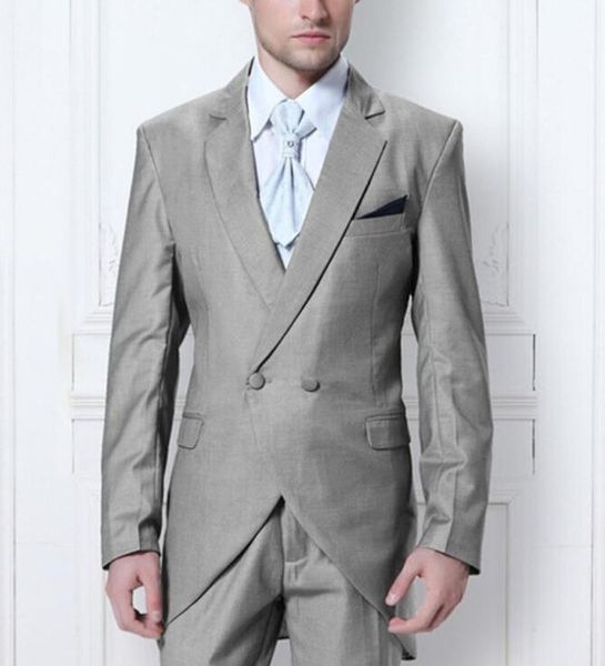 

groom tuxedos fashion mens wedding party suits custom made light gray tuxedos( jacket+pants+tie, White;black