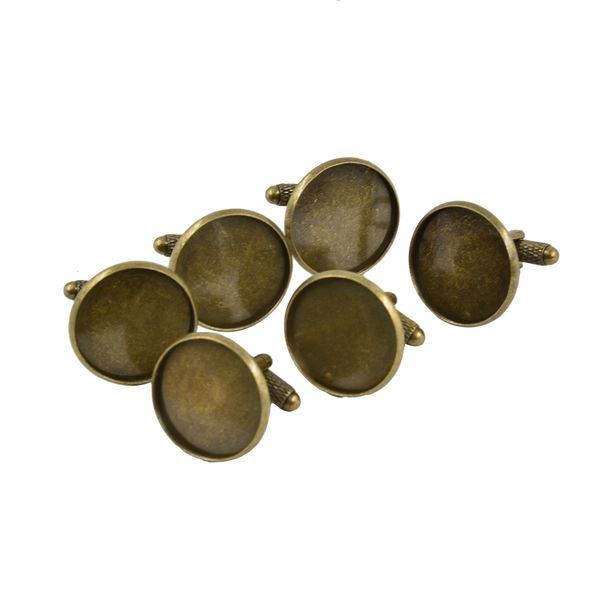 

6 pieces/ lot round blank cuff links settings base diy cabochon jewelry findings crafts bronze/black/gold, Silver