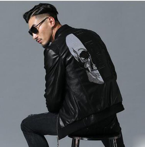 

2020 latest arrival designer black jacket mens jeans leather skull jackets clothes letter printed men winter coats luxury