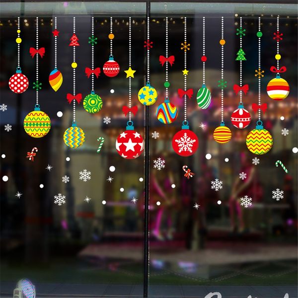 

color hanging ball garland snowflake glass window sticker removable