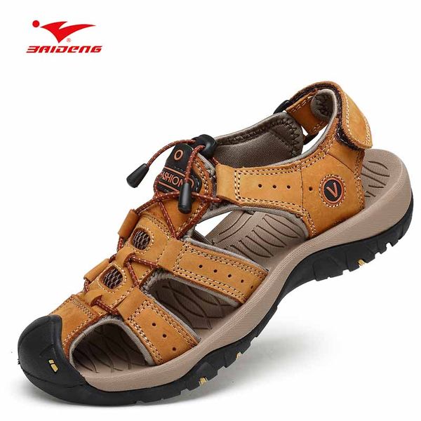 

baideng 2020 men outdoor sneakers breathable hiking shoes big size men hiking sandals trekking water sandals genuine leather