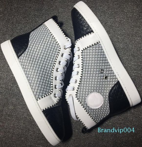 

роскошные high top brand шипы кроссовки обувь для женщин мужчин red bottom повседневных прогулок идеального заклепки скейтбординг дизайнер с, Black
