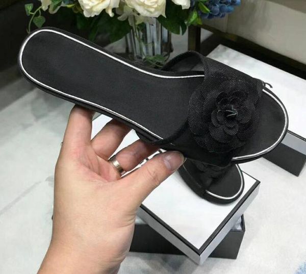 

[orignal box] summer new luxuy womens slippers mesh &lace plum blossom flat heels casual sandals girl ladies shoes 35-40, Black