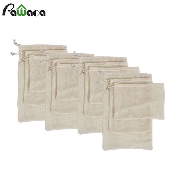 

15pcs 12pcs reusable produce bags organic cotton washable mesh bags for grocery shopping fruit vegetable organizer storage bag