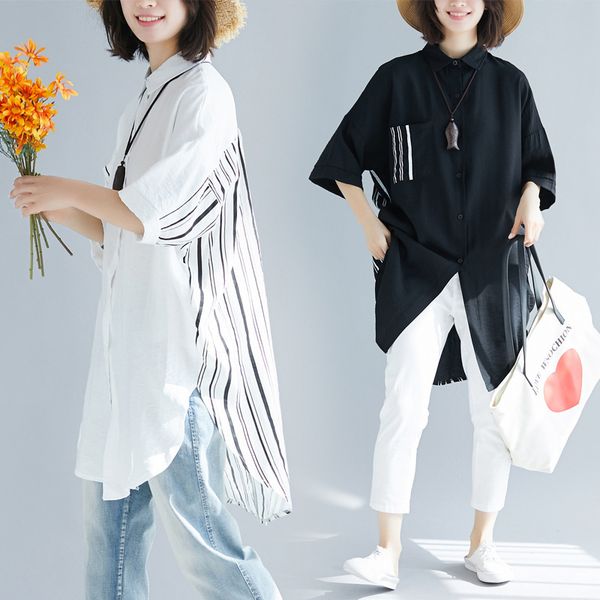 

2019 печать сплит совместная литература рубашка рубашка женщина полоса легко длинный фонд рубашка юбка, Black;brown