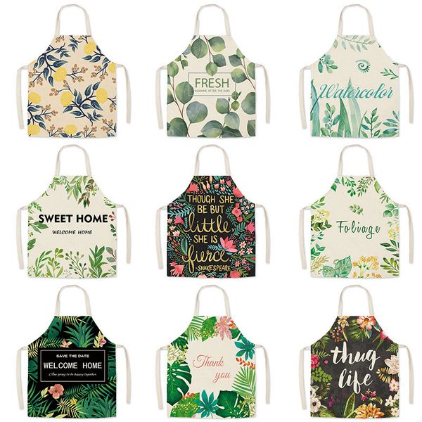 

tropicial green leaves flower theme print kitchen aprons dinner party cooking bib funny pinafore cleaning apron