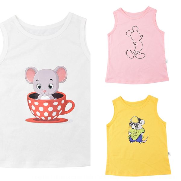 

2020 thin cotton cartoon printing children's breathable vest shirt base shirt boys' and girls' camisole, Blue