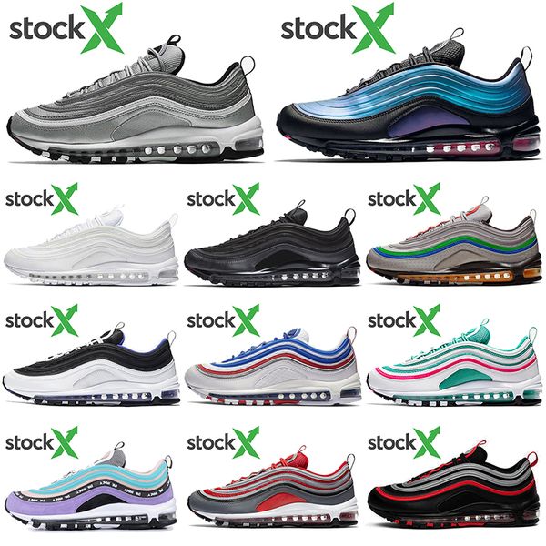 

wholesale 2020 silver bullet 97s running shoes throwback future stock x triple white star reflective bred off mens women sport sneaker