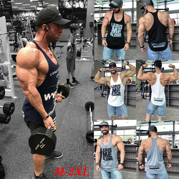 

gym men's muscle sleeveless tank tee shirt bodybuilding sport vest, Black;blue