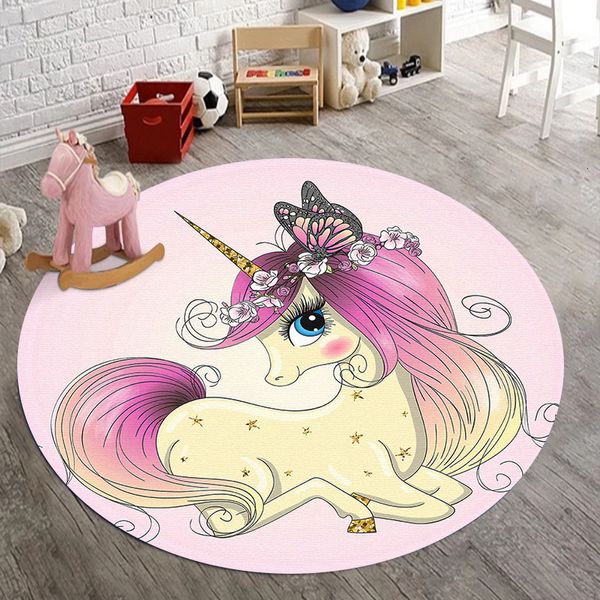 

demissir modern lovely cartoon pink unicorn round area rug carpets for children bedroom living room chair round pad alfombras