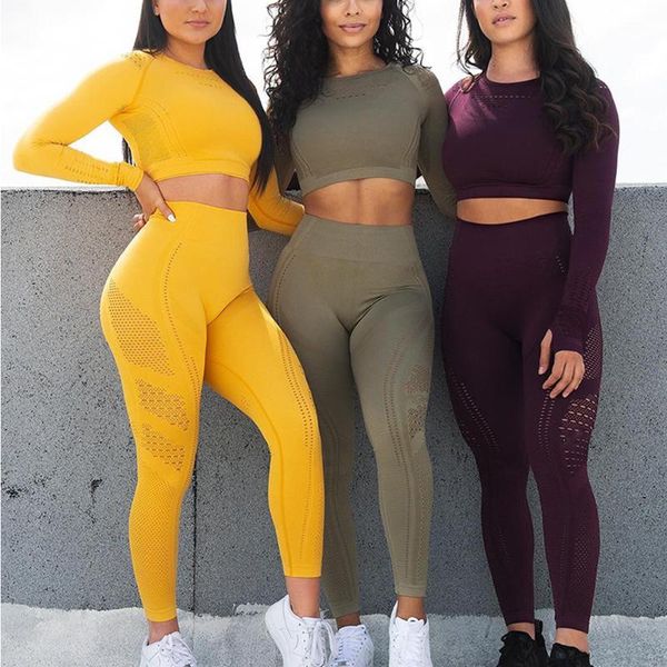 

women seamless yoga set workout clothes for women long sleeve sport gym set 2 piece tracksuit sport suit gym clothing, White;red