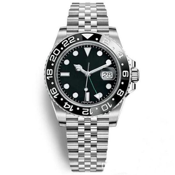 

2019 3866 automatic mechanical movement 116710 gmt black ceramic apphire dial ma ter 2 jubilee bracelet watch men watche reloj, Slivery;brown