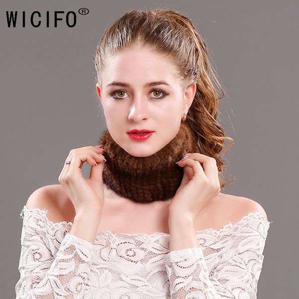 

2019 women real fur handmade stretch fur scarf knit genuine headbands girls natural ring cowl snood scarves winter