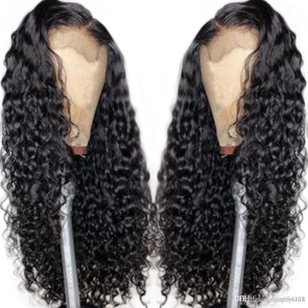 

вьющиеся кружева перед парики 150% полные парики шнурка бразильские волосы реми предварительно сорвал с волосами младенца все вокруг натурал, Black