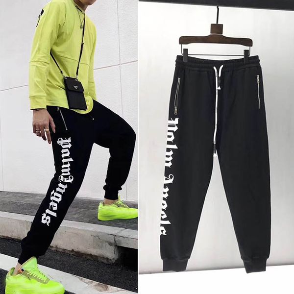 

New tyle palm angel pant men women big letter logo cotton treetwear hip hop draw tring palm angel weatpant, Black