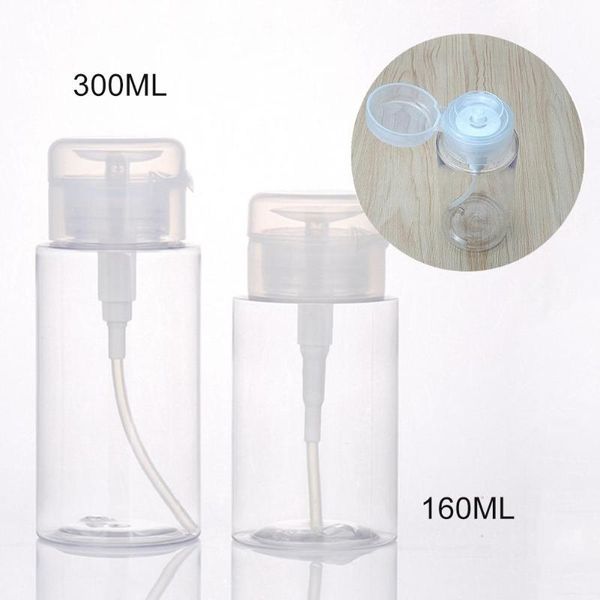 

10pcs 160/300ml transparent makeup remover water refillable empty press bottles press the to get liquid, convenient to use.