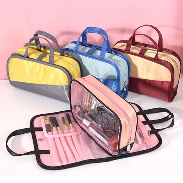 

2 in 1 makeup bag travel portable waterproof cosmetic bag women large capacity makeup pouch storage maleta de maquiagem