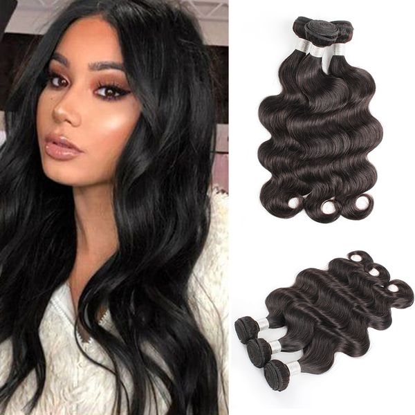 

bobbihair прямая объемная волна non-remy бразильские человеческие волосы натуральный цвет 3 или 10 пучков / лот оптовая цена, Black