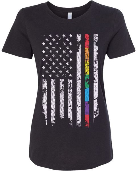 

Women's Gay Pride Rainbow Print American Flag T-shirt Good Quality Brand T-shirt Women Cotton Top Design T Shirt Funny O-neck Tops