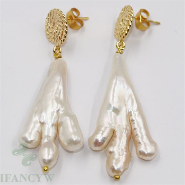 

25-35mm white baroque pearl earrings hook chicken feet real jewelry wedding mesmerizing classic earbob gift, Silver