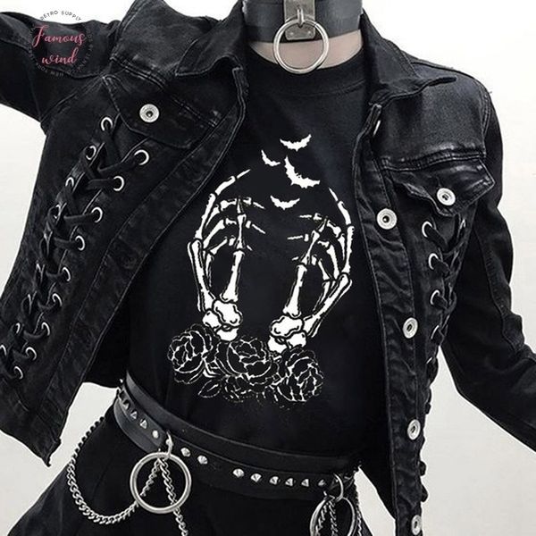

мода хэллоуин готическая футболка hipster unisex женщины grunge nbsp; graphic мода 100% хлопок tee v шеи top tshirt drop доставка, White