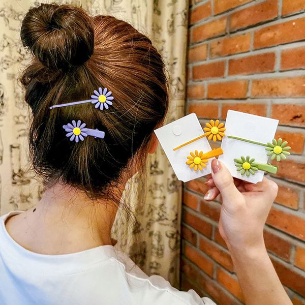 Women Colorful Flower Hairpin Girl Sunflower Hair Clip Barrettes Candy Color Daisy Headwear Hair Accessories From Mnyt 32 38 Dhgate Com