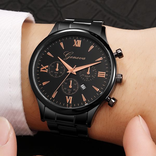 

men's watch luxury fashion stainless steel date quartz analog wrist watch mens reloj hombre 2019 men wristwatch clock, Slivery;brown