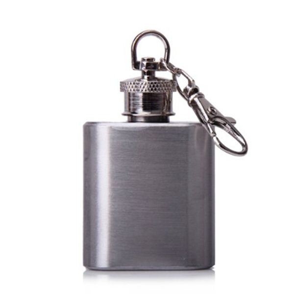 

1 oz portable stainless steel flask with keyring silver