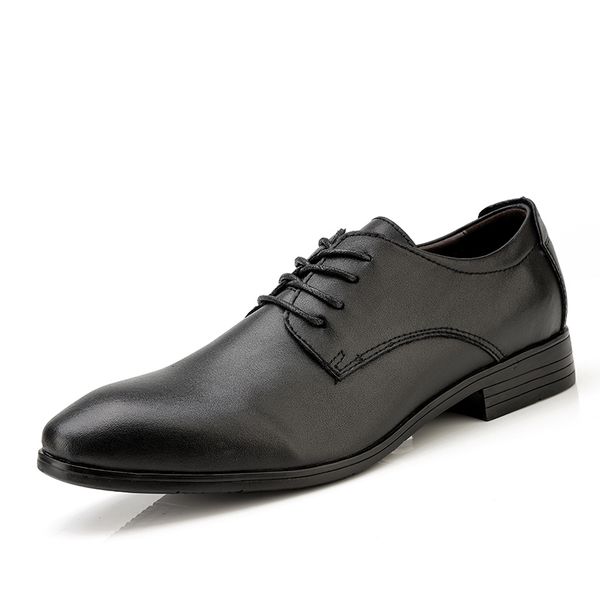 

2019 fashion mens leather shoes wedding business dress pointed oxfords breathable working lace up shoes big size 36-47 %1569, Black