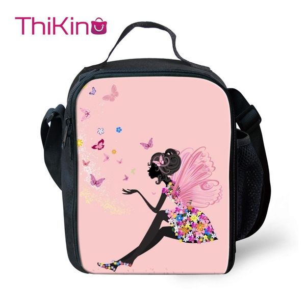 

thikin butterfly cooler lunch box school portable insulated lunch bag tote pouchthermal picnic bags for women kids, Blue;pink