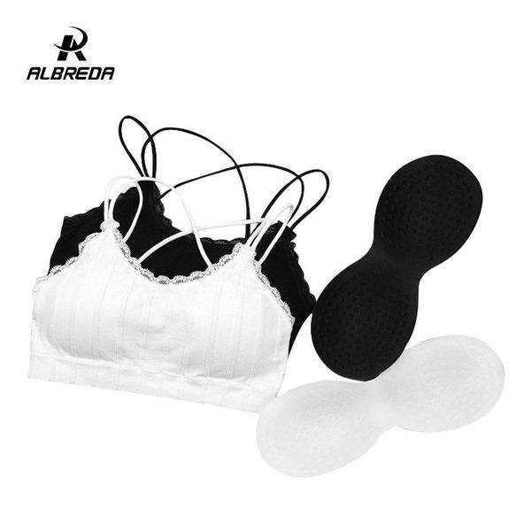 

albreda 2 pc women fitness yoga sports bra for running straps padded quick dry workout sport bra women sleeping underwear, White;black