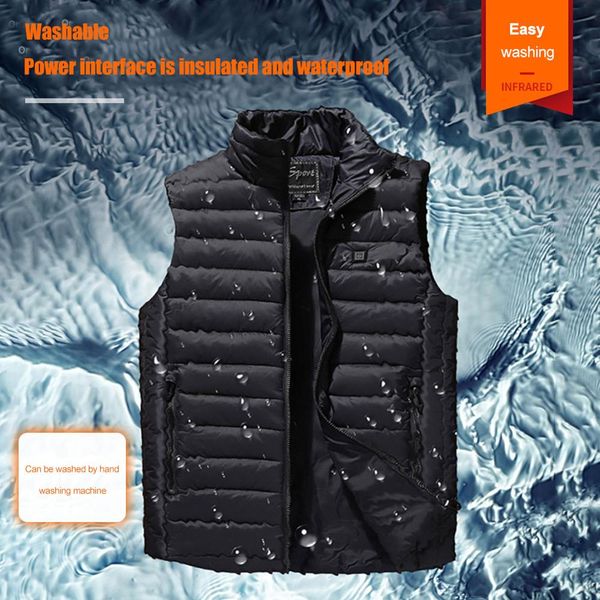 

winter usb heated vest waistcoat for men women outdoor sport electric feather cotton coat thermal heating jacket, Gray;blue